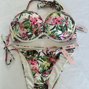 New Victoria’s Secret Bikini 36C/S Set Bombshell String Swimwear Tropical NWT
